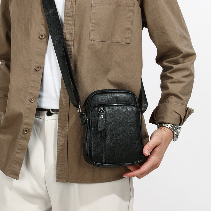 Compact Pebbled Leather Crossbody Organizer Pouch Bowlift