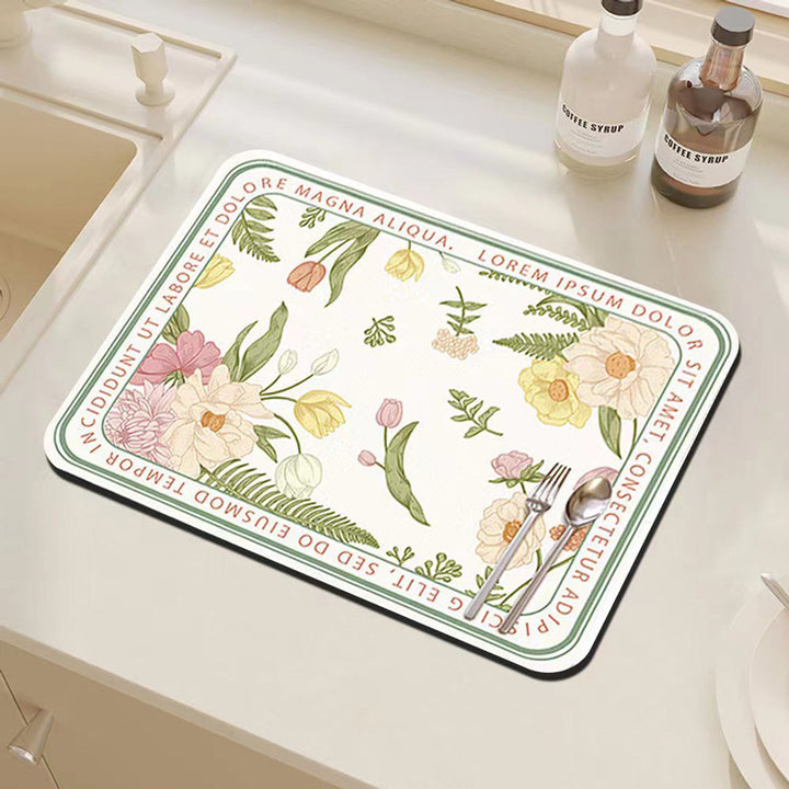 Floral Decorative Kitchen Mat Bowlift