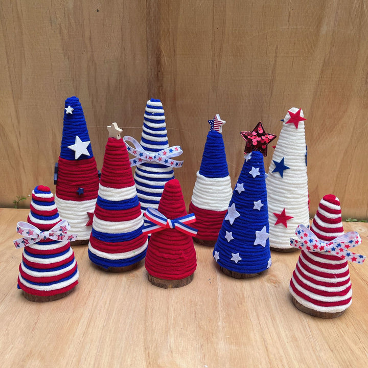 Independence Day patriotic festive tabletop cone centerpiece with felt star accents Bowlift