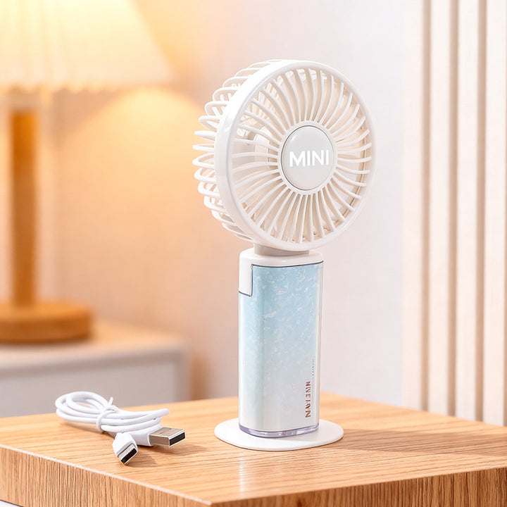 Women Portable Mini Fan with USB Charging Function and Flexible Tilt Bowlift