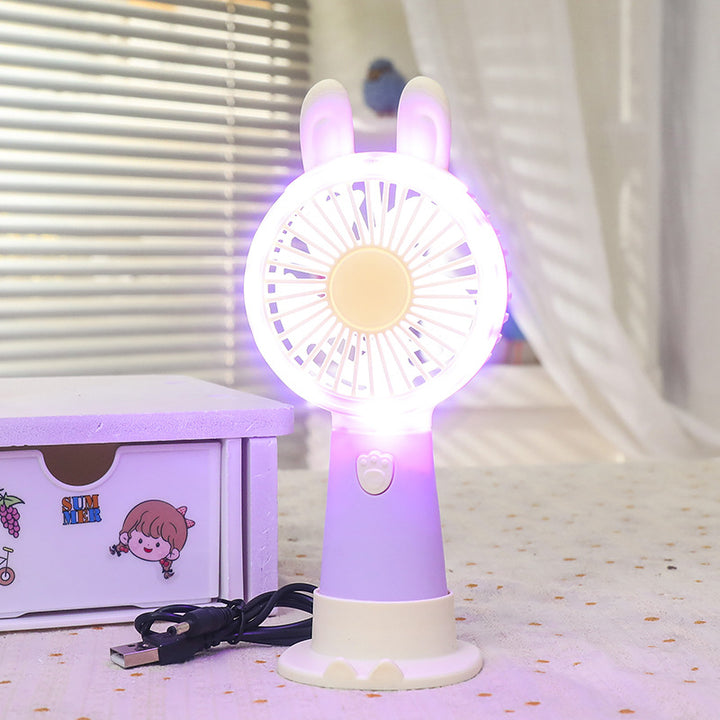 Women's Portable LED Fan in Cute Rabbit Design Bowlift