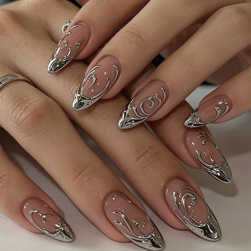 Elaborate Sculpted Press-On Nail Art Bowlift
