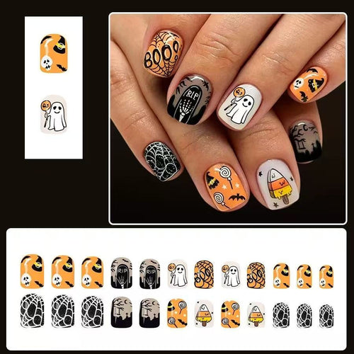 Halloween Acrylic Nail Set with Creepy 3D Designs Bowlift