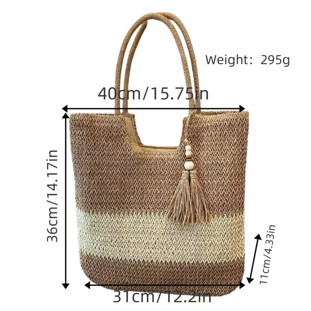 Handbag made of braided natural material with tassel details Bowlift