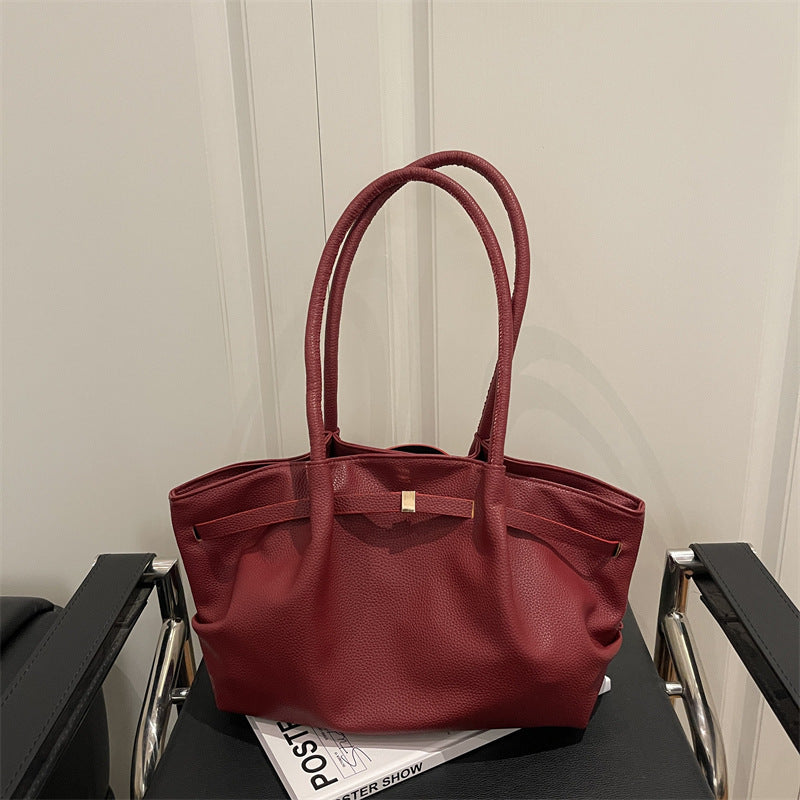 Premium Soft Leather Handheld Tote Bag Bowlift
