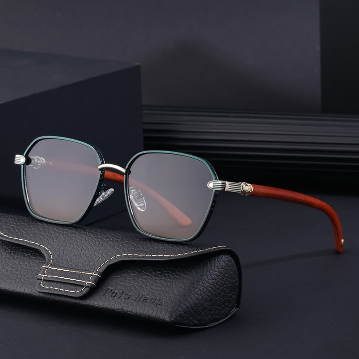 Designer Square Metal-Frame Sunglasses with Gradient Polarized Lenses Bowlift