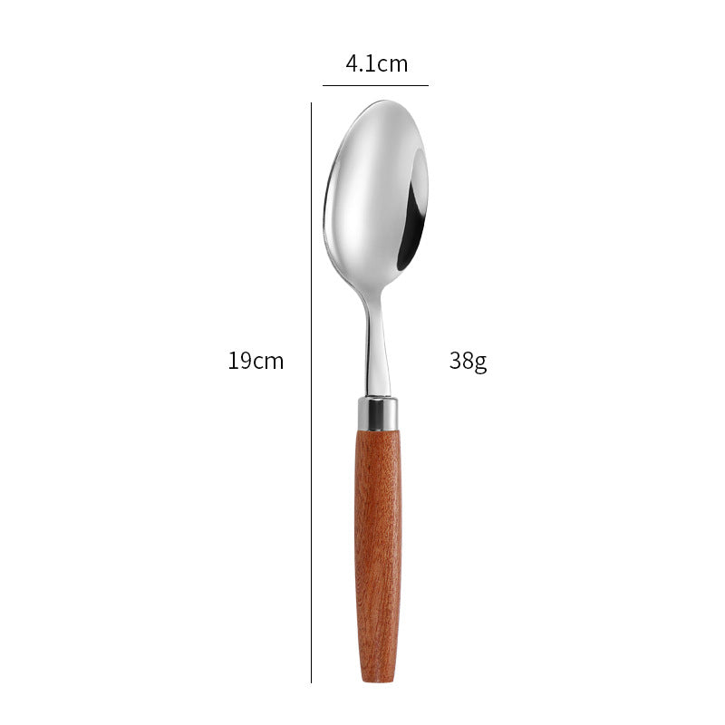 Elegant dessert spoon with ergonomic wooden handle Bowlift