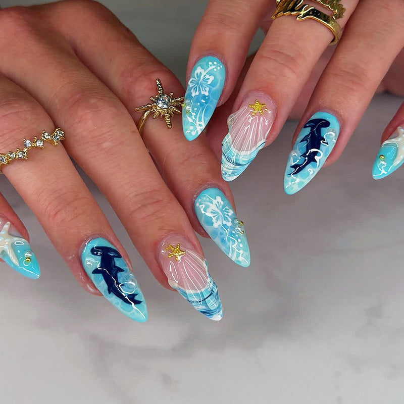 Artistic Sea-Inspired Press-On Nails Bowlift