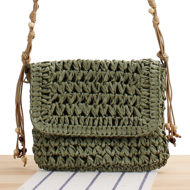 Braided Natural Material Handbag with Playful Fringes Bowlift