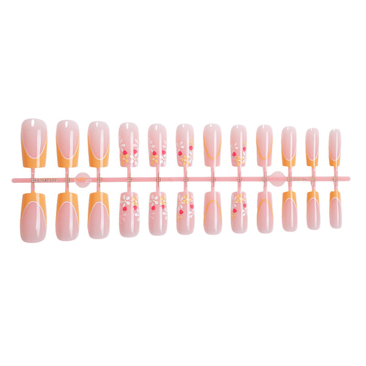 Floral Design Press-On Nail Set with Elegant Details Bowlift