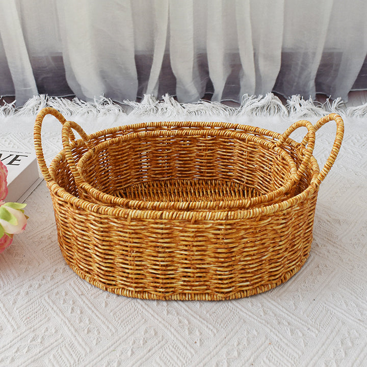 Handcrafted Woven Storage Basket with Handles Bowlift