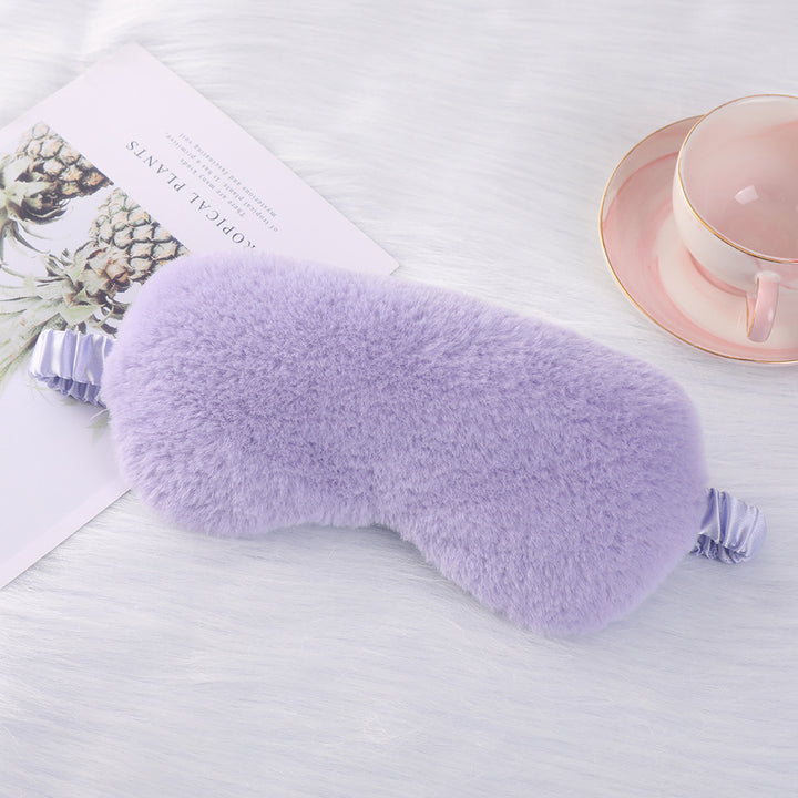 Women's cozy sleep mask made of plush with adjustable elastic band and lightproof inner lining Bowlift