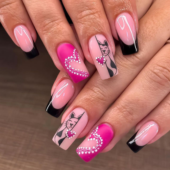 Artistic Cat-Themed Nail Art Set Bowlift
