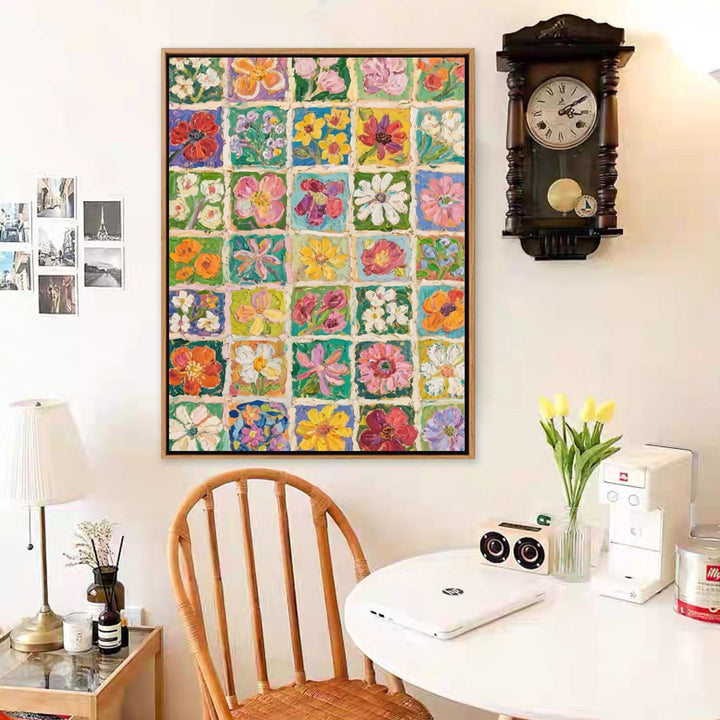 Colorful Floral Motif Canvas Art Print Bowlift