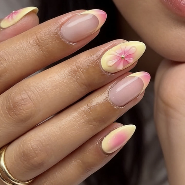 Floral Decorative Press-On Nails Bowlift