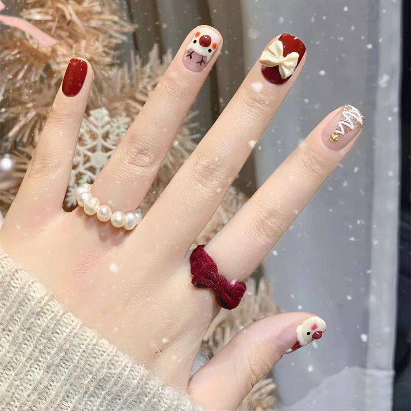 Festive Winter-Themed Press-On Nail Set Bowlift