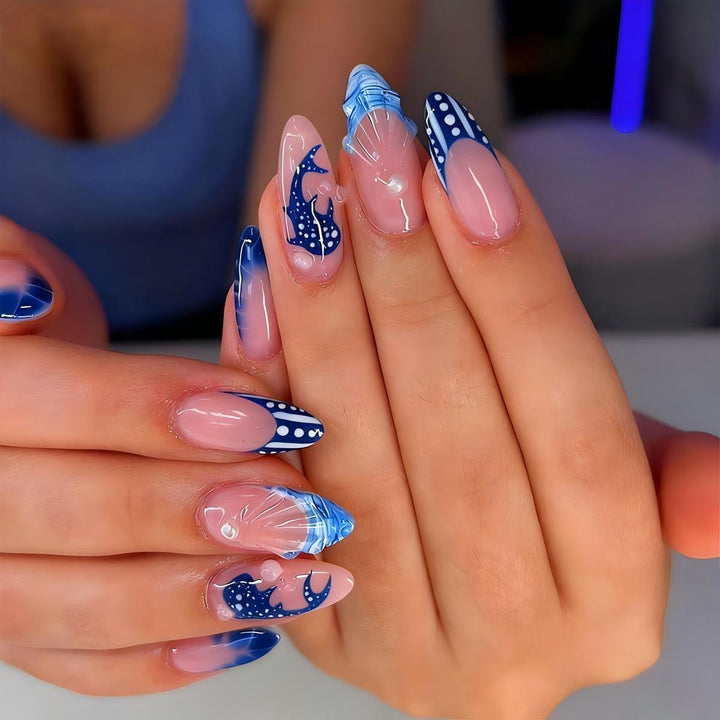 Creative Nail Art Set with Maritime Dolphin Design Bowlift