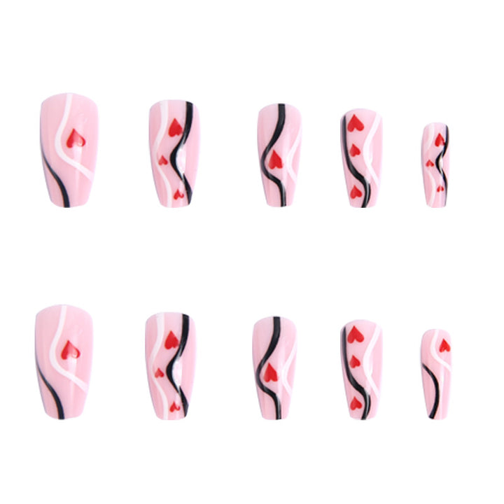 Artificial nails with romantic heart designs and elegant design Bowlift