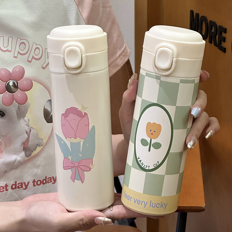 Ladies Insulated Bottle with Cute Floral Pattern Bowlift