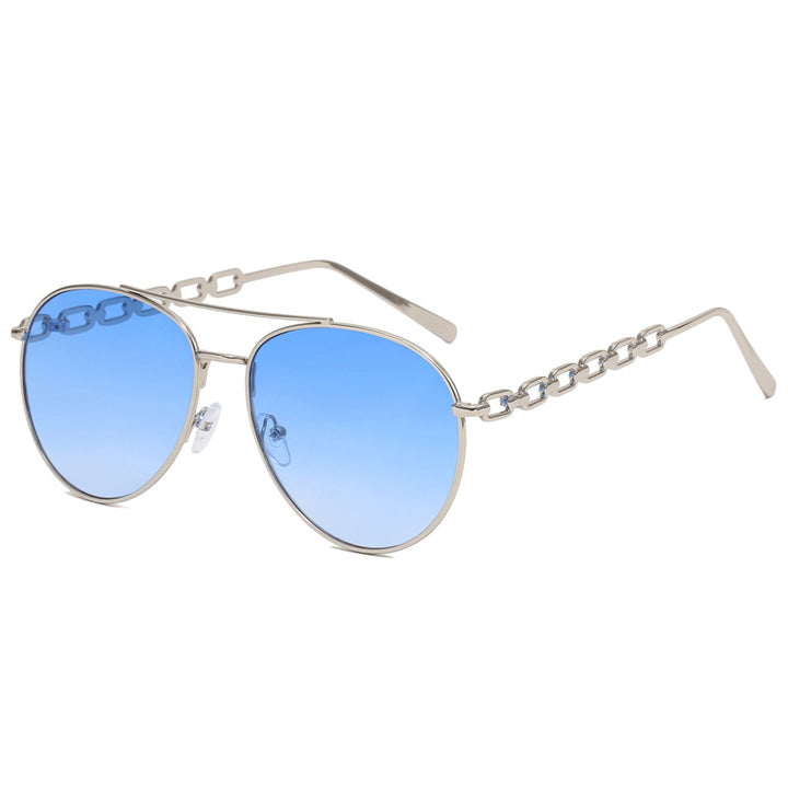 Women's Oversized Sunglasses with Fashionable Chain Frame Bowlift