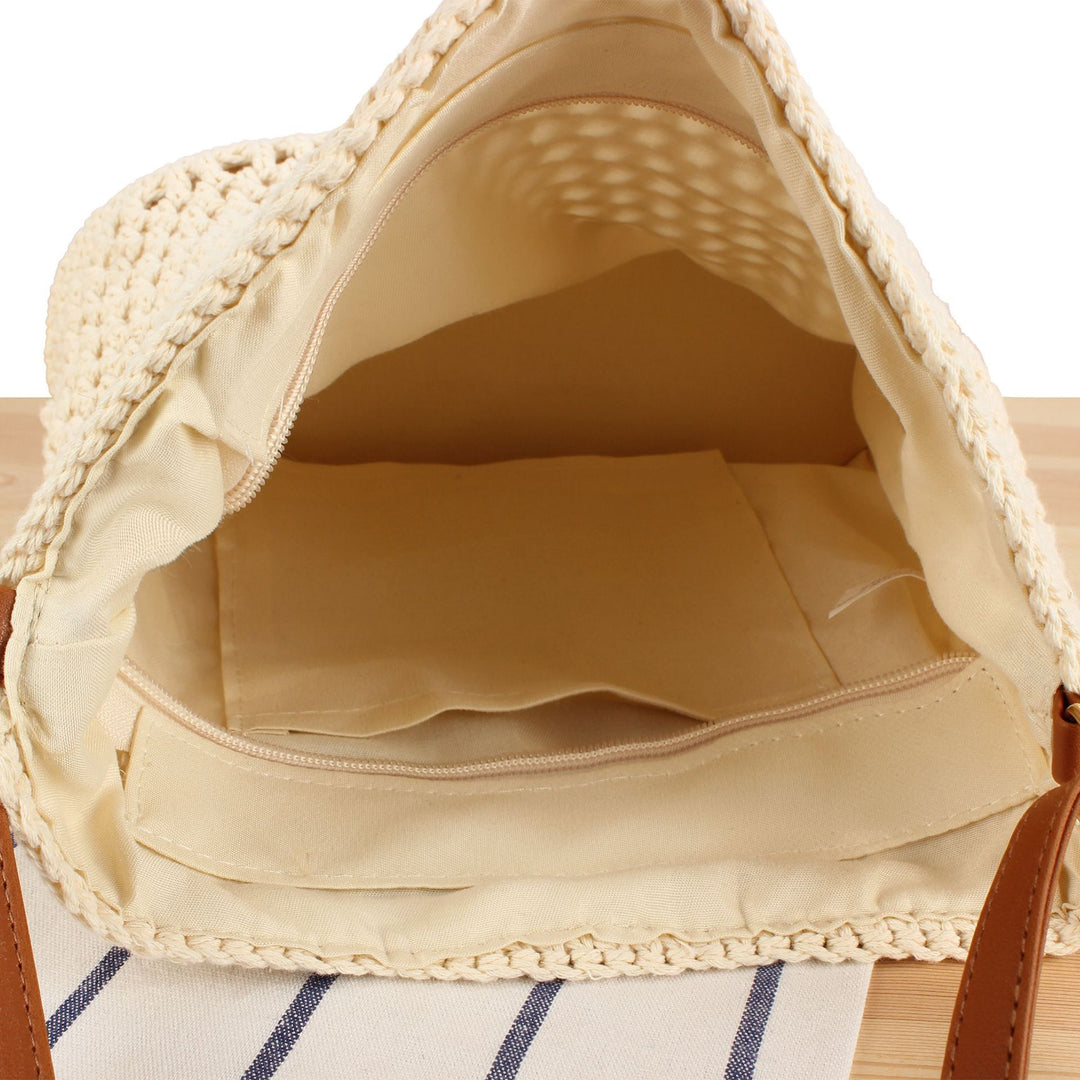 Handbag made of hand-knotted natural material with leather accents Bowlift