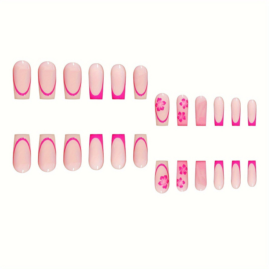 Floral Design Press-On Nail Art Bowlift