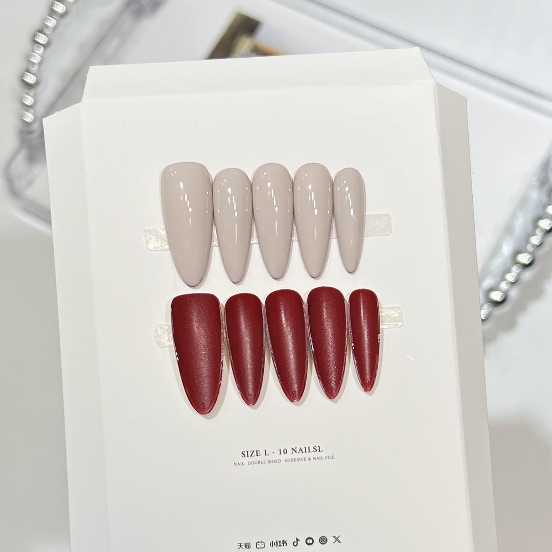 Stiletto Press-On Nail Art Set with Elegant French Tips Bowlift