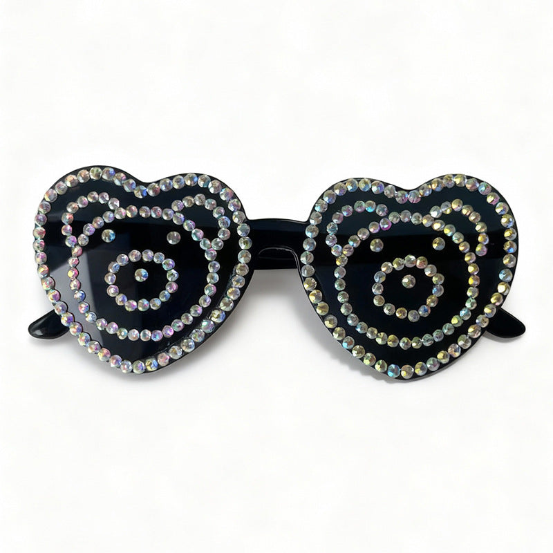 Heart-Shaped Rhinestone Sunglasses Bowlift