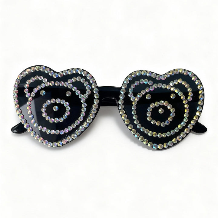 Heart-Shaped Rhinestone Sunglasses Bowlift