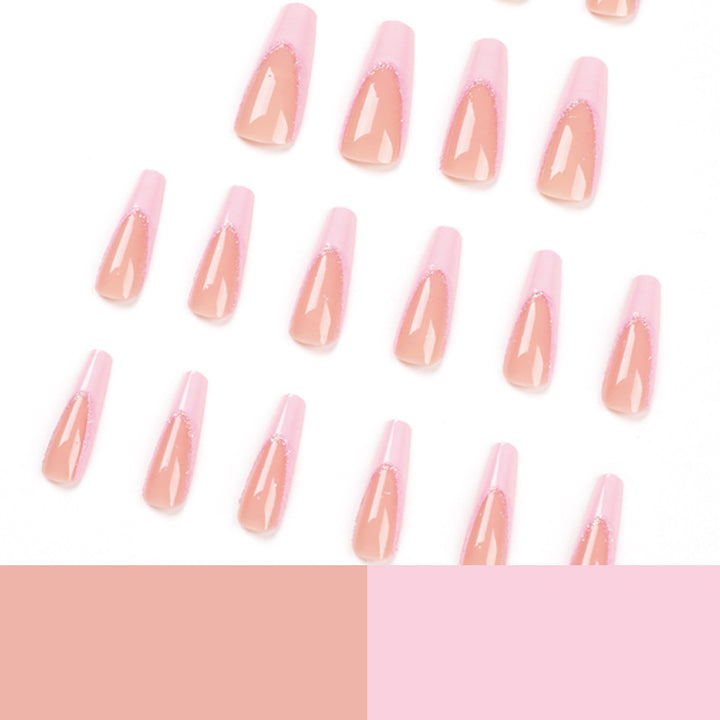 Artificial nail extensions with glitter decoration Bowlift
