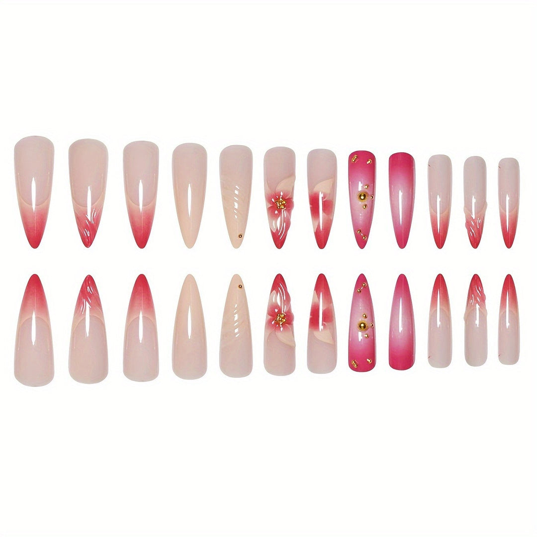 Floral Decorative Acrylic Nail Enhancements Bowlift