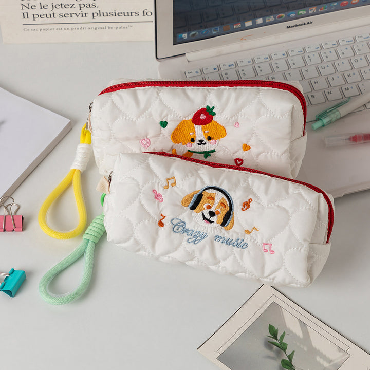 Quilted Cartoon Dog Pencil Case Bowlift