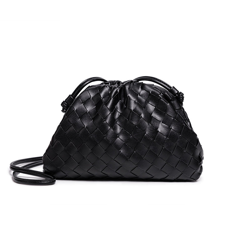 Elegant Woven Leather Bucket Bag Bowlift