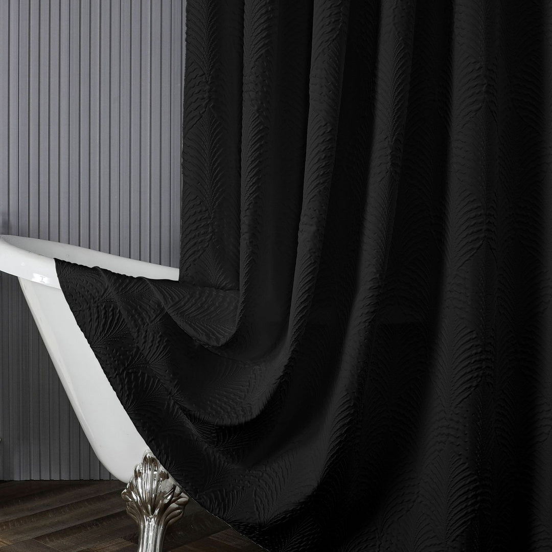 Textured Leaf Motif Shower Curtain Bowlift