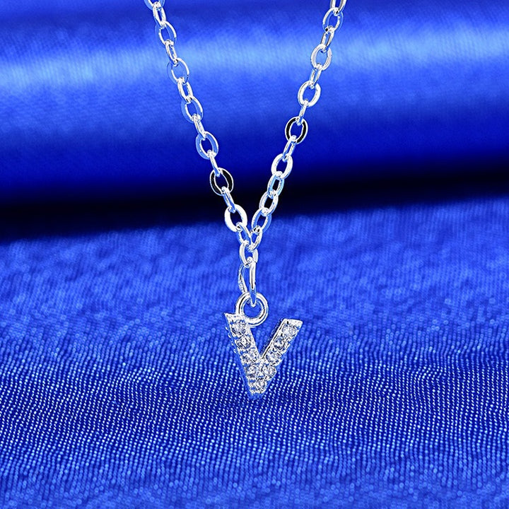 Dainty Pavé Cubic Zirconia Initial A Pendant Necklace Silver-Tone Chain Bowlift
