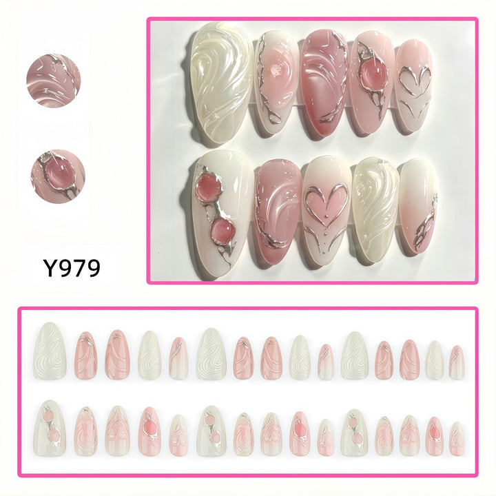 Elegant Artificial Nail Set with Romantic Design Bowlift