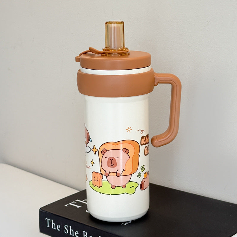 Insulated drinking bottle with integrated straw Bowlift