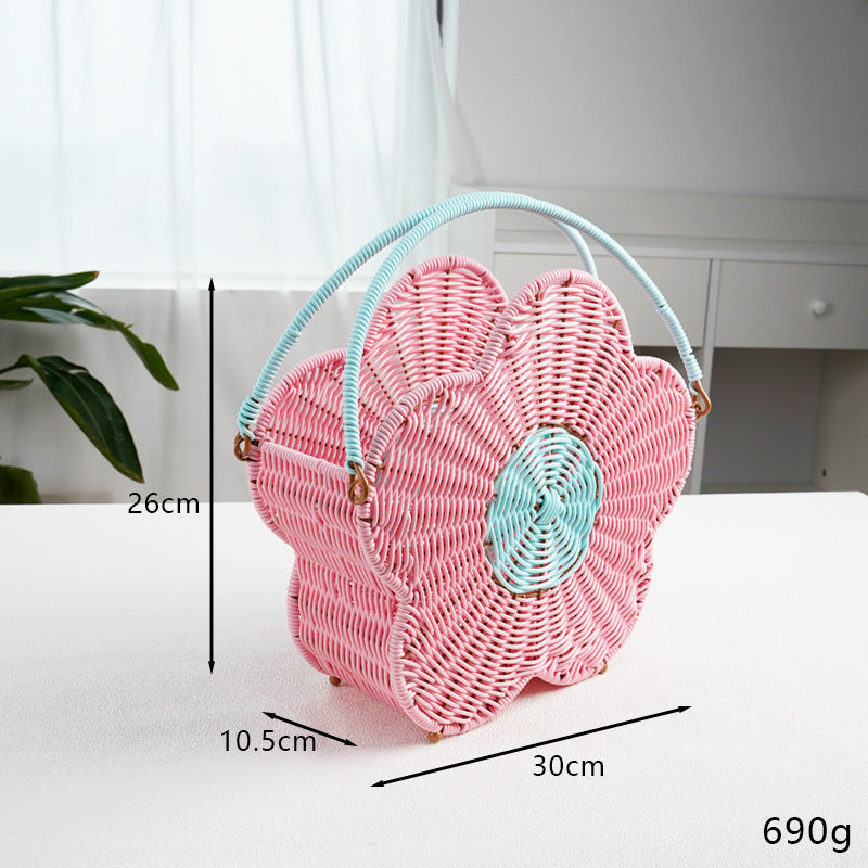 Flower-Shaped Decorative Woven Storage Basket Bowlift