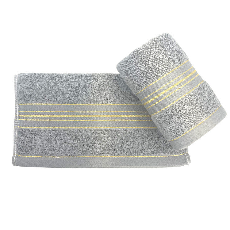 Terry-Bath Towel Set With Elegant Striped Border Bowlift