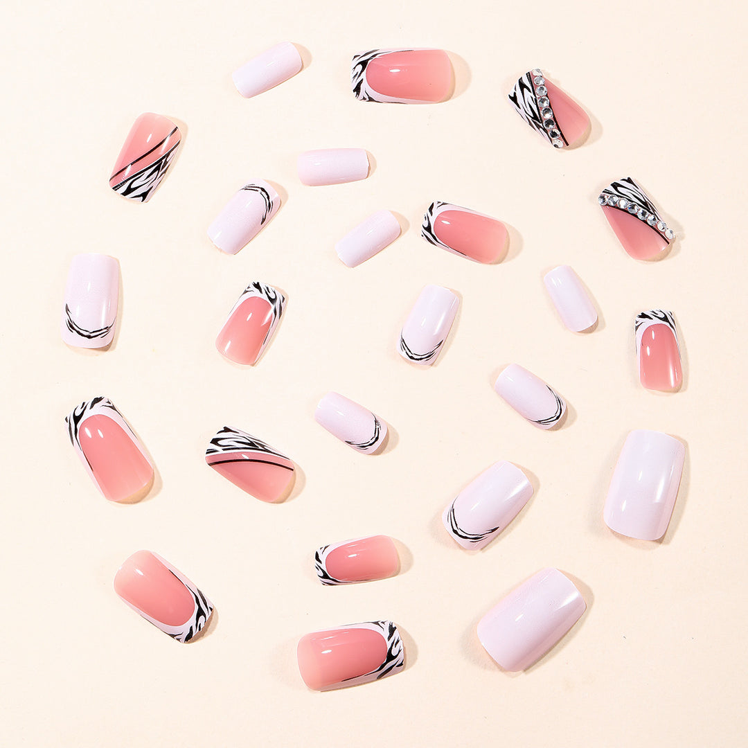 Stylish Zebra Print Acrylic Nail Art Extensions Bowlift