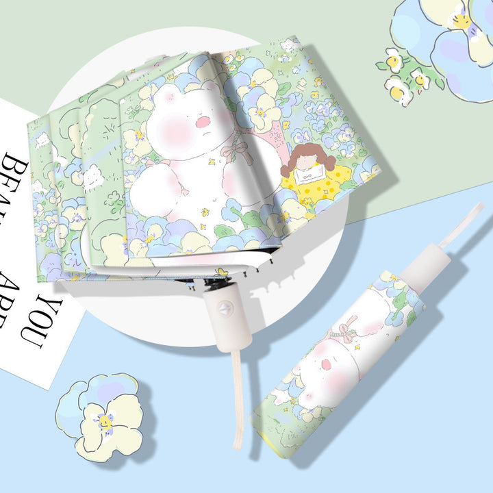 Women's Designer Umbrella with Playful Floral Pattern Bowlift