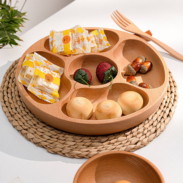 Elegant Beef Serving Plate with Four Compartments Made of High-Quality Wood Bowlift