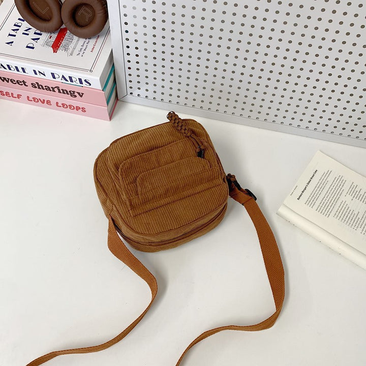 Compact Corduroy Crossbody Bag Bowlift