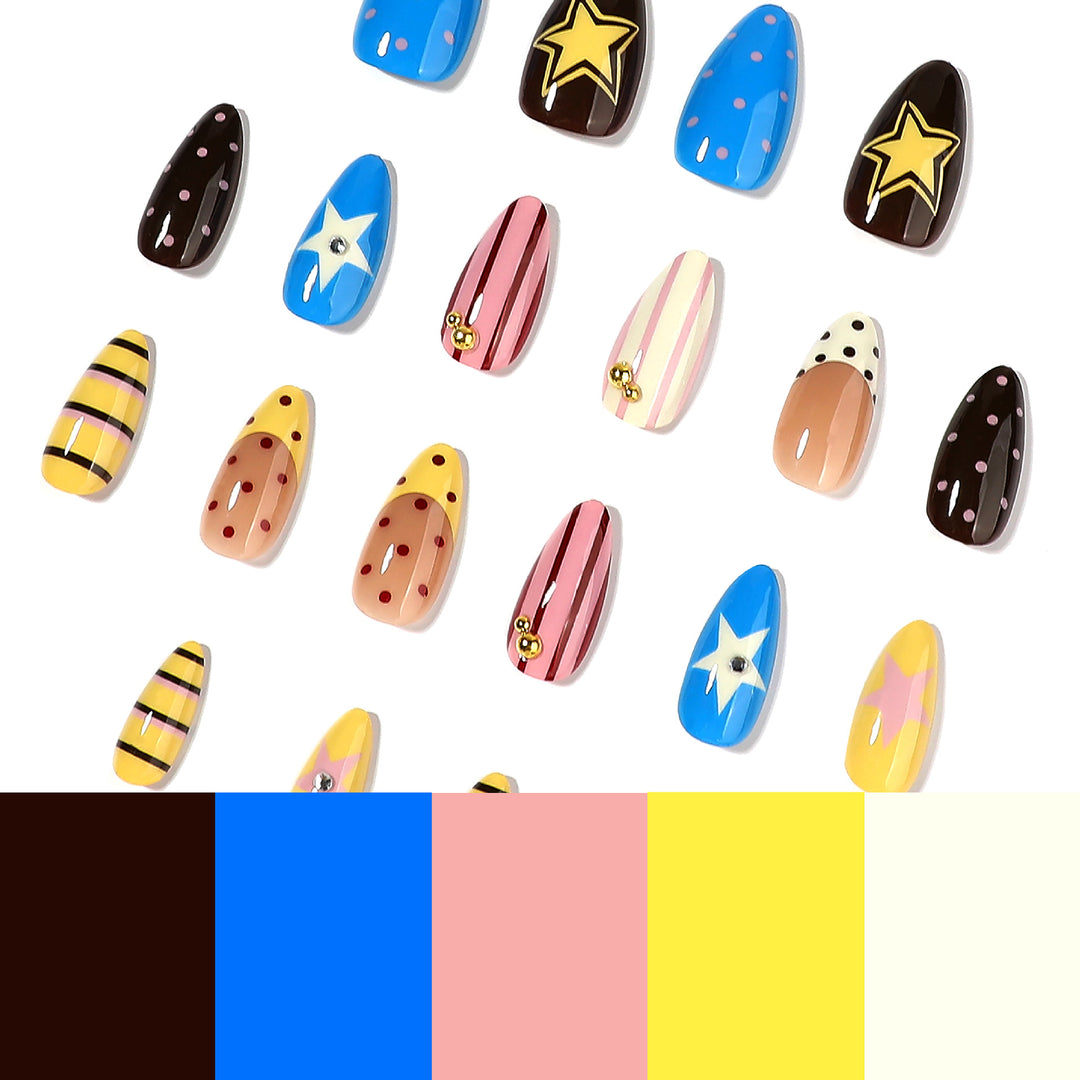 Creative artificial nails with playful patterns Bowlift