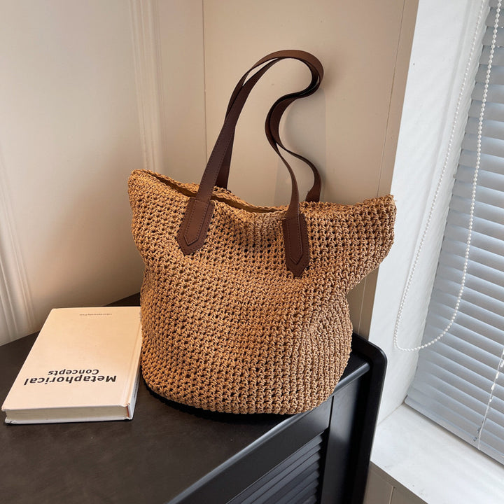 Braided shopping bag with leather handles Bowlift