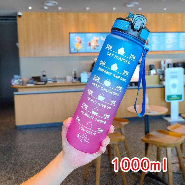 Ladies motivating water bottle with time markings Bowlift