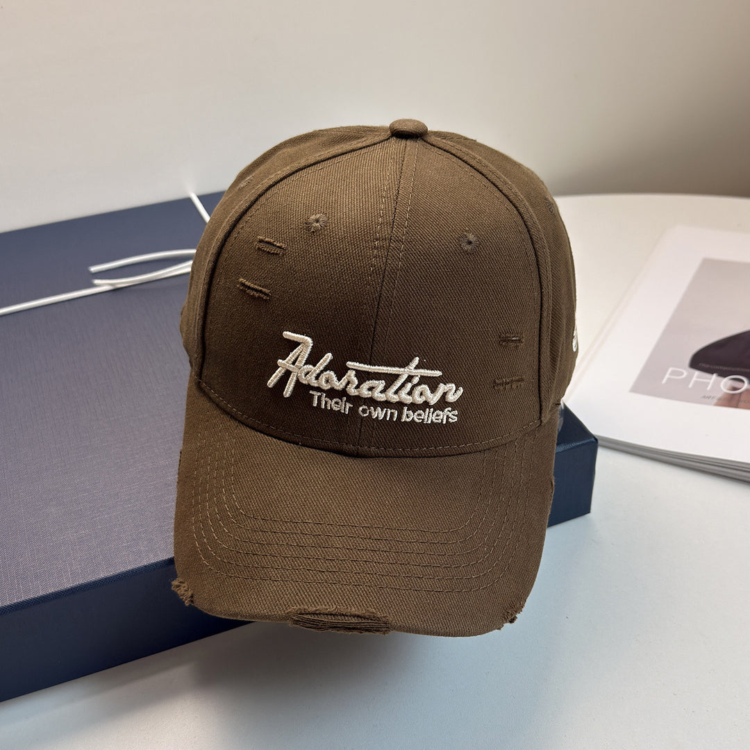 Women's Distressed Embroidered Baseball Cap Bowlift