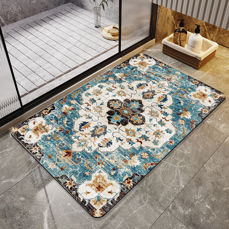 Floral Design Absorbent Bathroom Mat Bowlift
