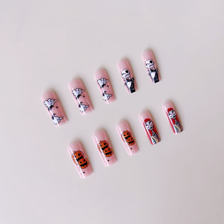 Acrylic nail set with Halloween motifs and creative 3D decorations Bowlift
