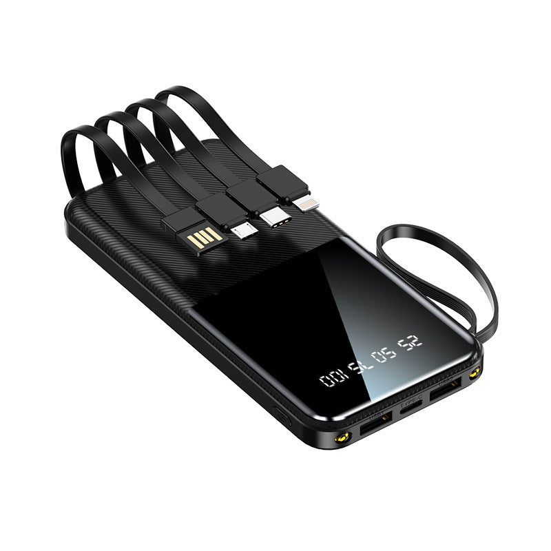 Portable power bank with multifunctional connection and integrated charging cables Bowlift